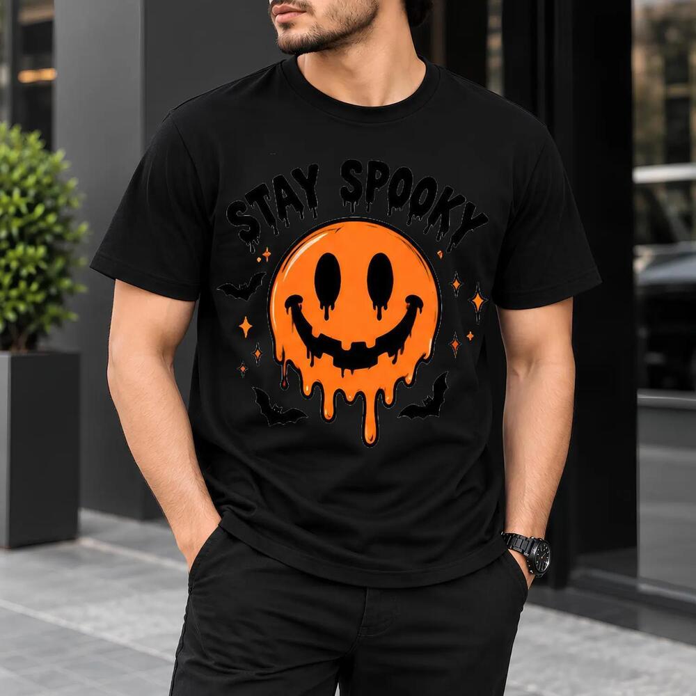 Halloween Pumpkin T-Shirt, Spooky Graphic Tee, Orange Pumpkin Bat Shirt